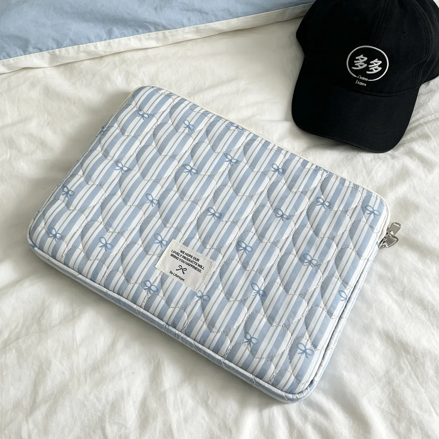 Quilted Shockproof Laptop Sleeve Aesthetic Tablet Notebook Protective Carrying Case 11 13 14 15 15.6 16 Inch Cute Bag for Girls