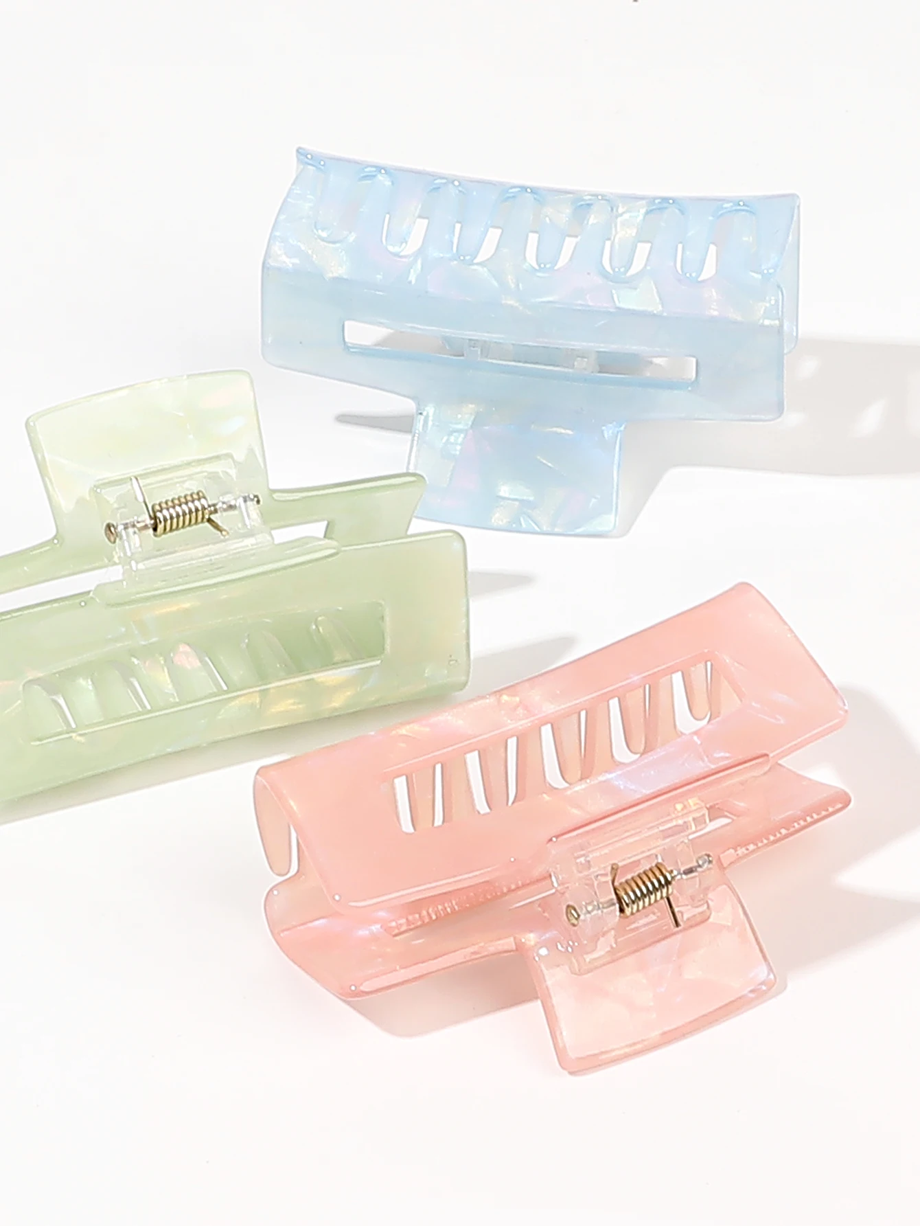 1 Pcs Big Mixed Colors Rectangle Shape Hair Claw Clips ,Fashion Strong Hold Jaw Clips for Women Girls Thin Thick Curly Hair. image 3