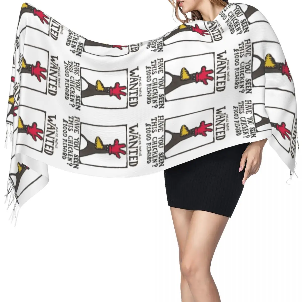 

Женский шарф с кисточками, мягкие теплые шали и накидки с курицей, большая осенне-зимняя шаль