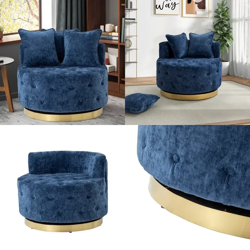 Contemporary Light Design Fabric Leisure Sofa Single Seater with Swivel Metal Base Multi-Functional Home/Office/Hotel