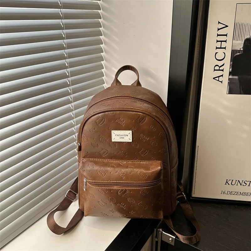 Simple design texture cartoon print commuter travel lightweight shoulder bag women