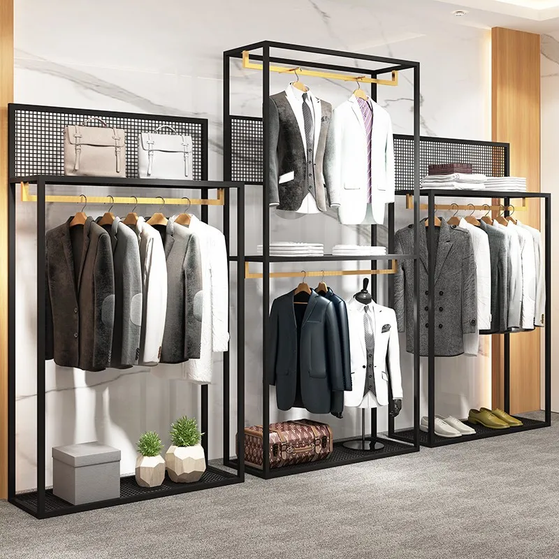 Wanjian store display stand men's clothing store suit special goods erection double-layer high cabinet hanging