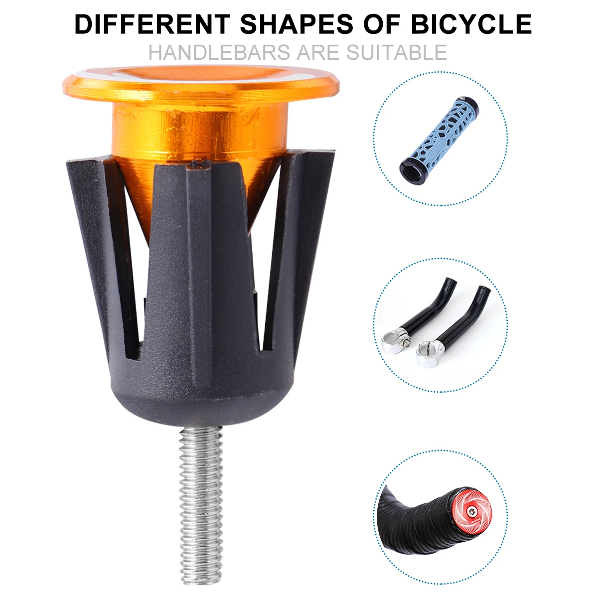 

1 Pair Aluminum Alloy Bike Handlebar End Plugs Durable Replacement With Wrench Golden Color Easy Install Tighten Grip