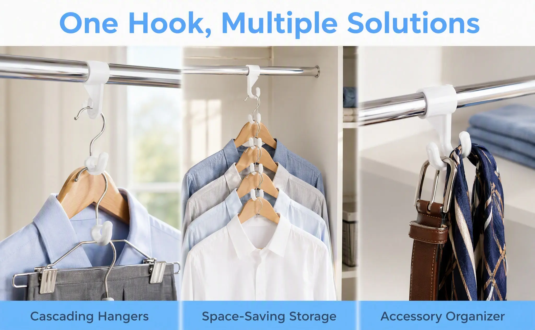 Wardrobe Connection Accessories Sturdy Rod Holder for Hanging Closet Rods Clothes Hanger Pole Bracket Heavy Duty Closet Support