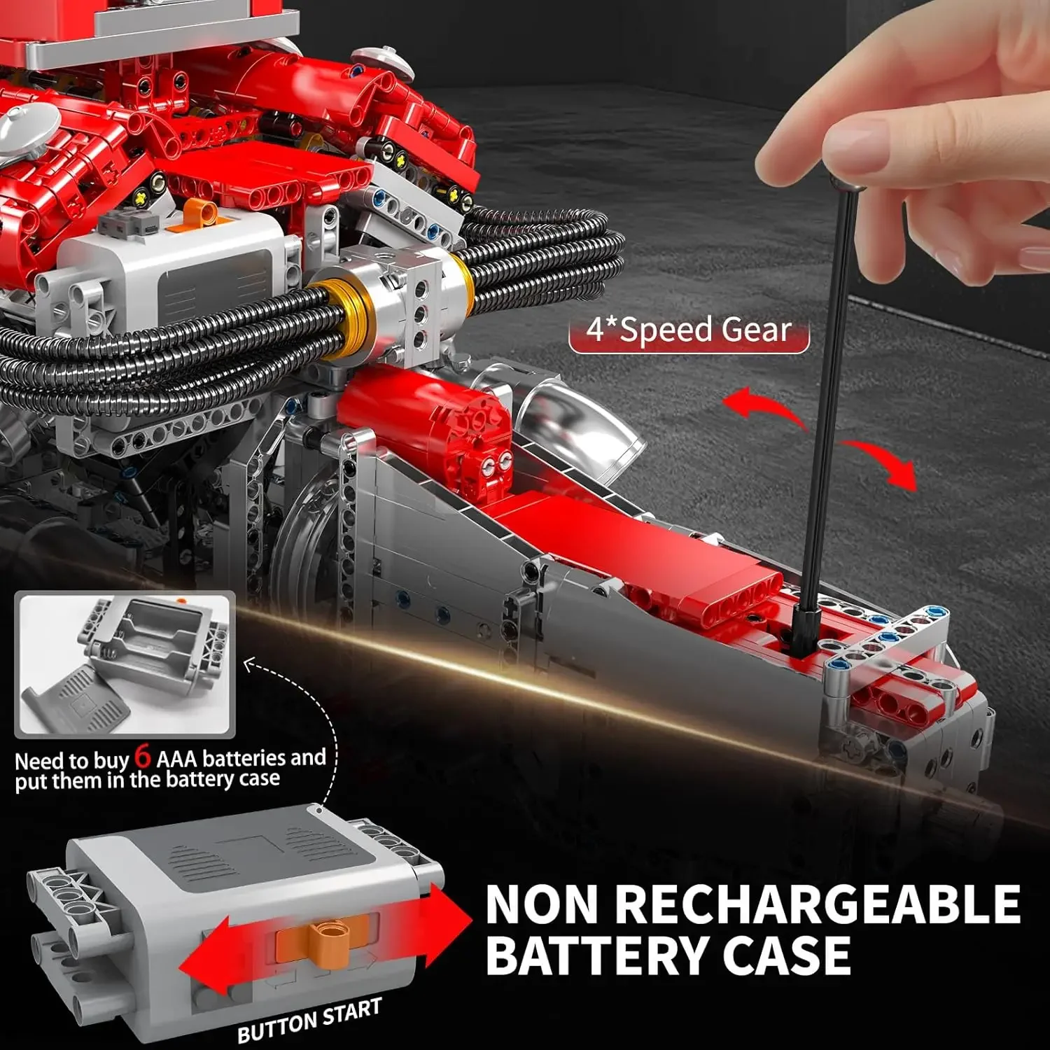 Schimmel Koning 10169 Technologie Auto V12 Motor Motor Bouwstenen Supercar Benzinemotor Kits Speelgoed Collectie Gift