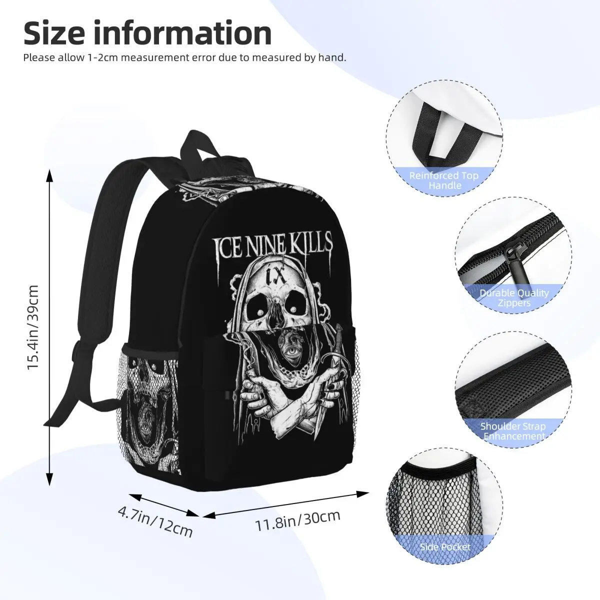 Michele Nolli Ice Nine Kills Backpack Student Boys Girls BookBag Men Women School Bag Laptop Shoulder Bags