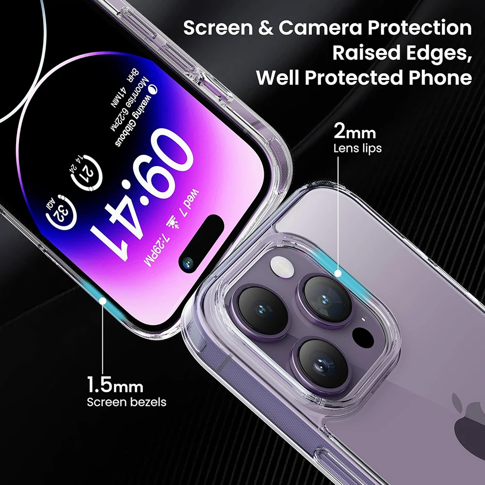 Custodia antiurto airbag acrilico ibrido per iPhone 16 15 14 13 12 11 Pro Max Plus Mini Cover posteriore rigida trasparente Custodia morbida in silicone