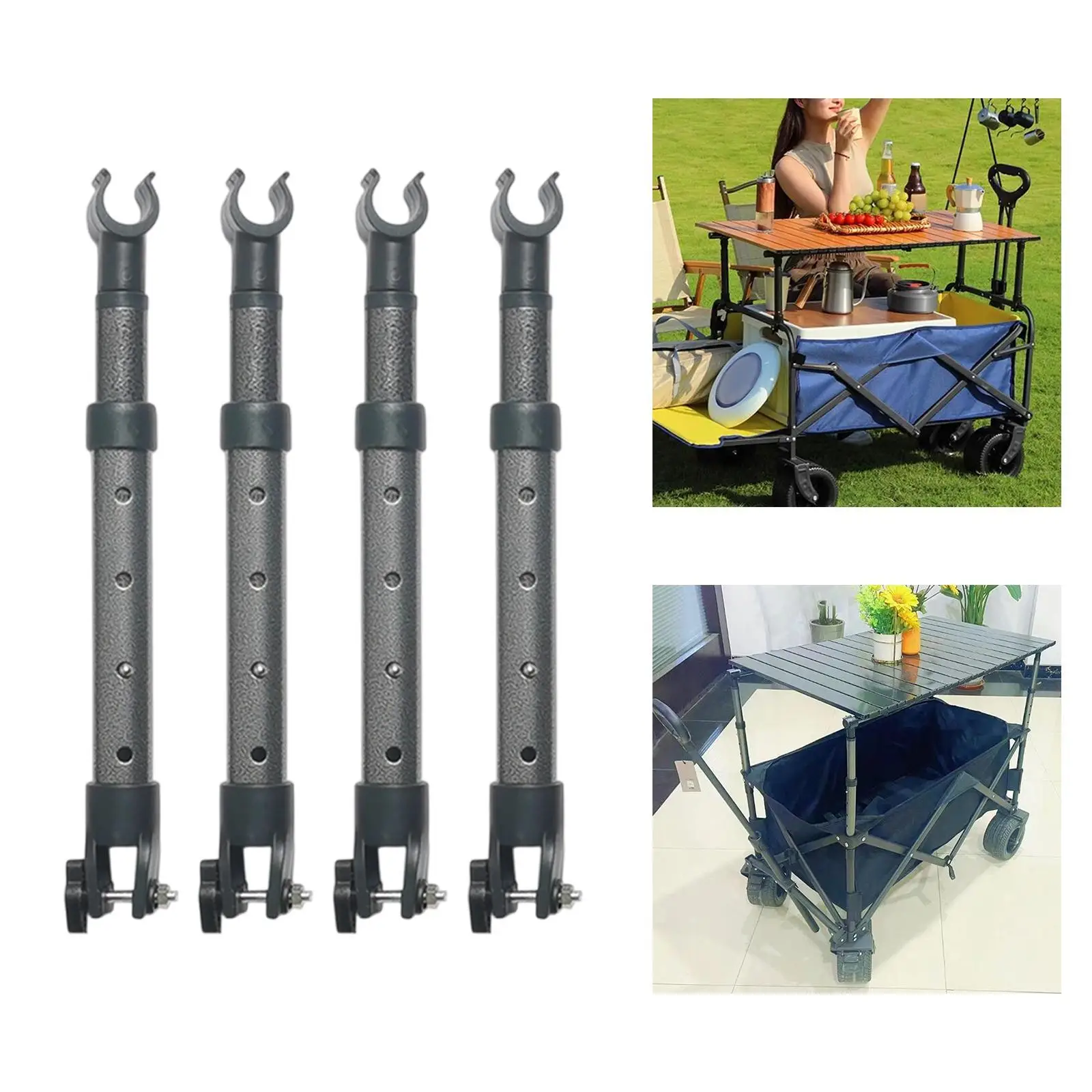 

4Pcs Camping Cart Table Support Tube Telescopic Desk Leg Replacement Portable Lifting Rod for Hiking Utility Wagon Cart