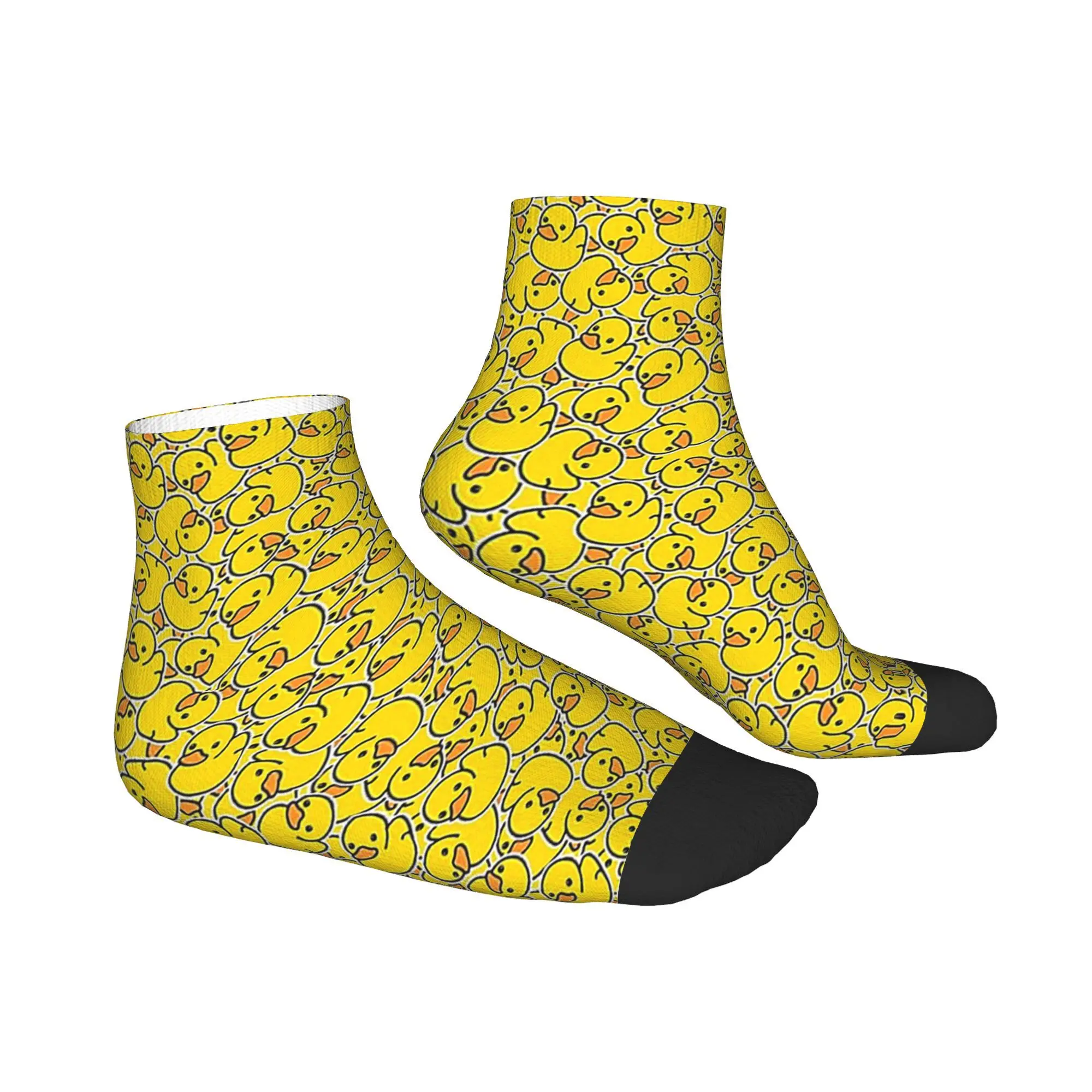 Todas as estações amarelo clássico borracha pato meias harajuku suor absorvente tripulação meias engraçadas para homens mulheres presentes de natal