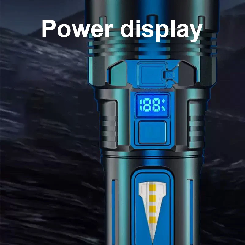 High Power LED Flashlight Ultra Powerful Flashlight White Light Laser Tactical Rechargeable Lantern Zoom Outdoor Camping Torch