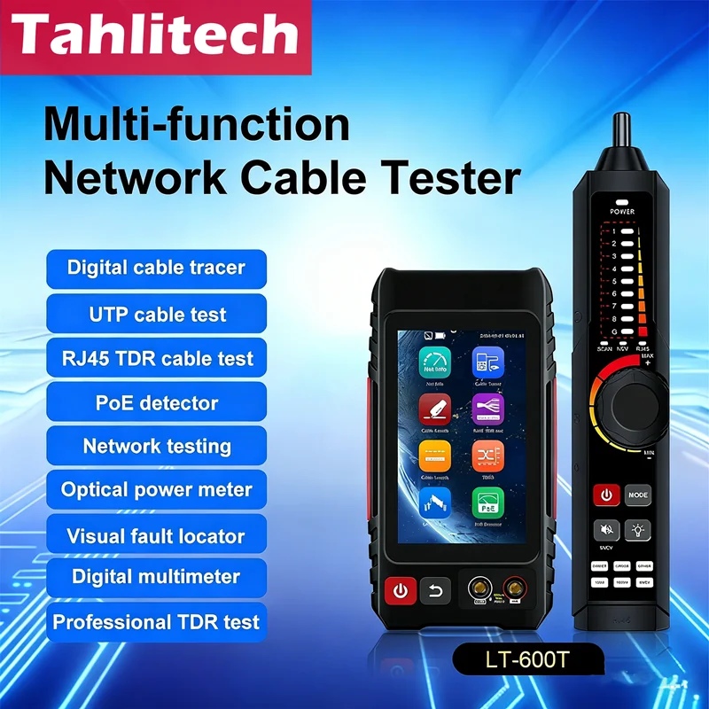 Tahlitech utp testador de cabo poe vfl opm tdr medidor de nível teste ip busca varredura tracer em uma ferramenta de cabo de rede 4 "teste de cabo