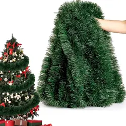 Sggvecsy-Natal Tinsel Guirlanda, Decorações De Árvore De Natal, Torção Metálica, Pendurado No Teto, Verde E Branco, 50,2 pés