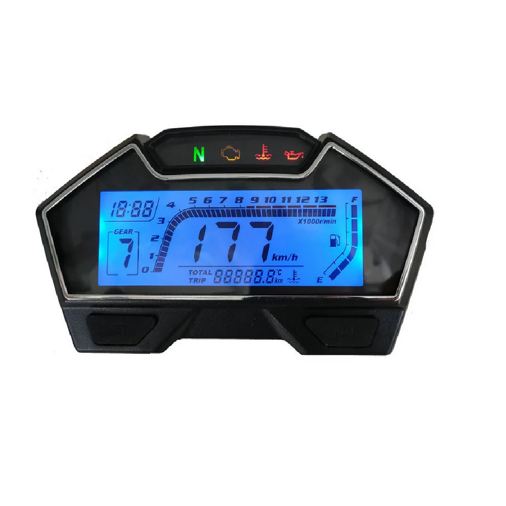 MPH/KMH LCD Digital Speedometer Odometer 199kmh 13000 rpm, Oil Fuel for Motorcycle