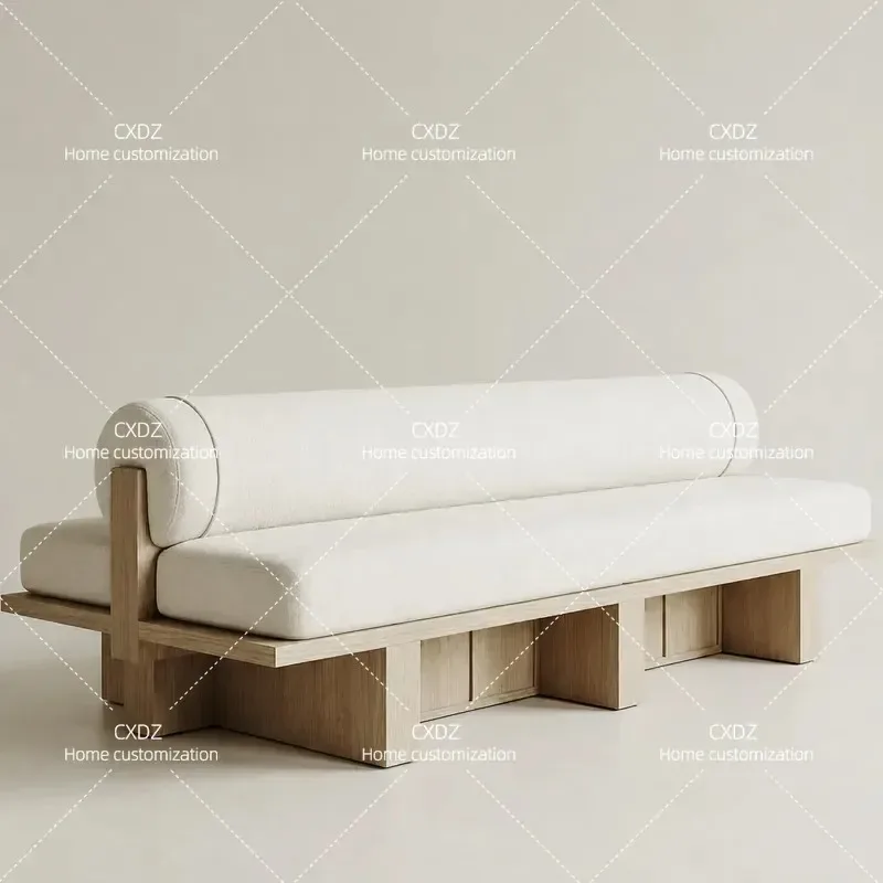 Wabi Sansan Solid Wood Double Sided Sofa Bench for Hotel Clubhouse Restaurant Cafe Reception Lobby Nakajima Stool