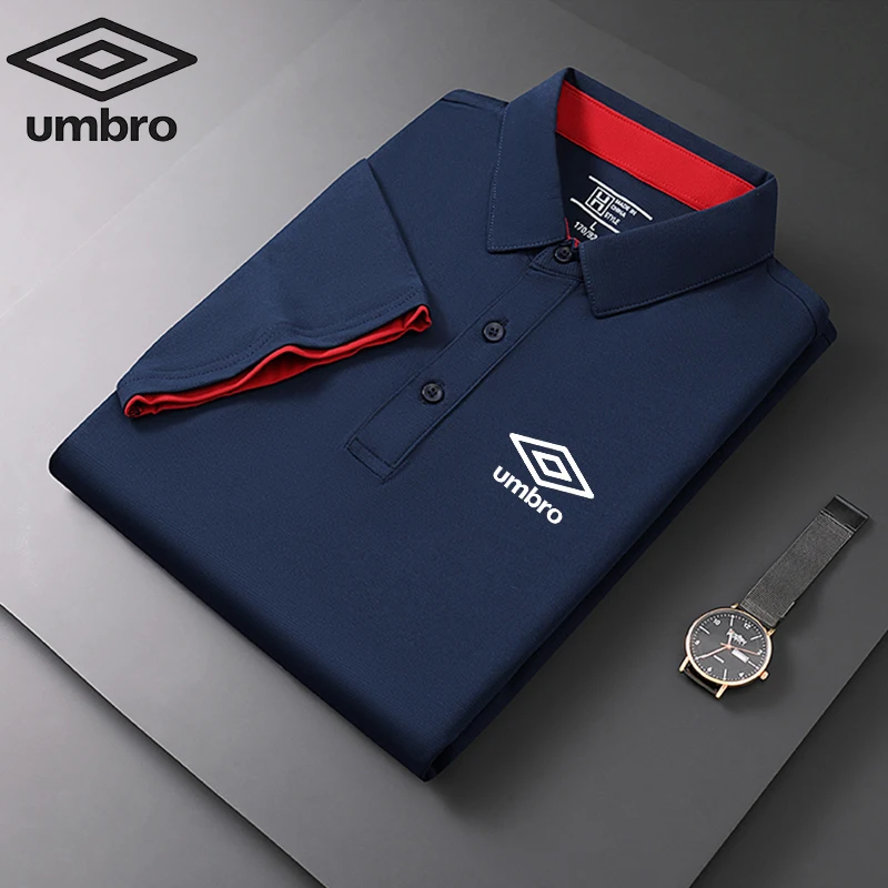 Embroidered Umbro New Summer Polo Shirt High Quality Men's Short Sleeve Breathable Top Business Casual Polo-shirt for Men