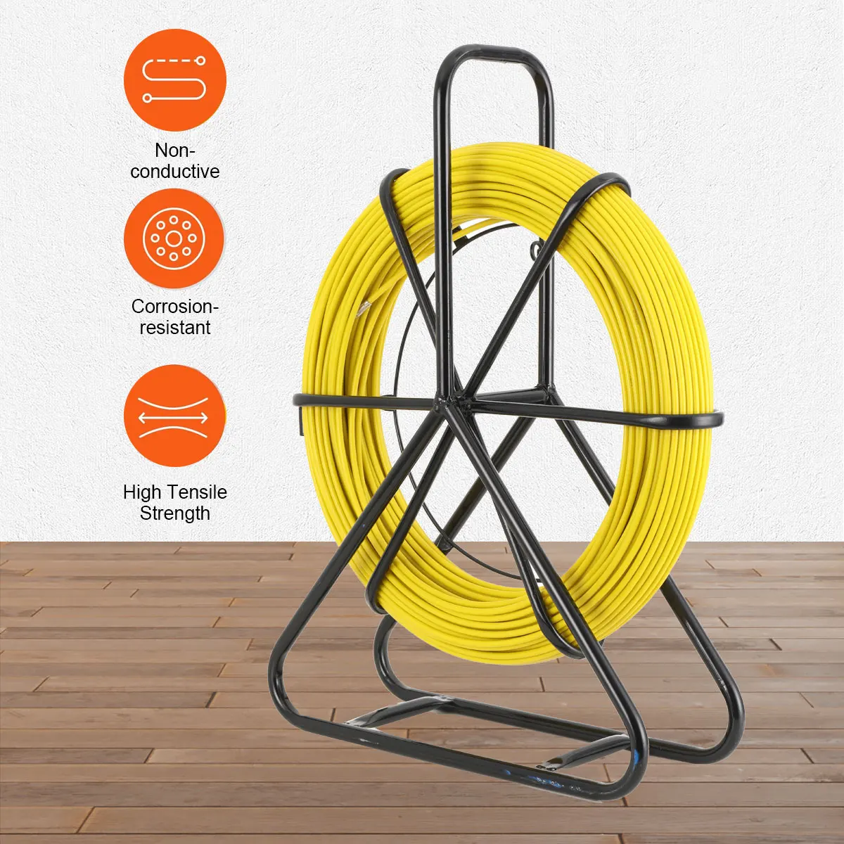 100/130 متر كهربائي سلك ماكينة لولبة سلك الألياف الزجاجية كابل تشغيل قضيب شريط الاسماك رودر كابل Unclogger زعيم 6 مللي متر