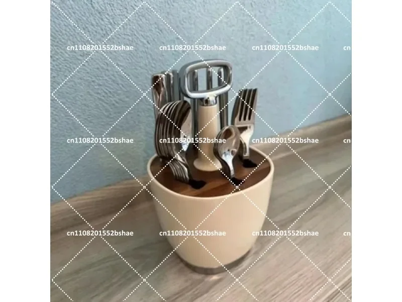 Wood Utensil Storage Caddy Western Dining Tableware Holder Knife Fork Spoon Organizer for Countertop