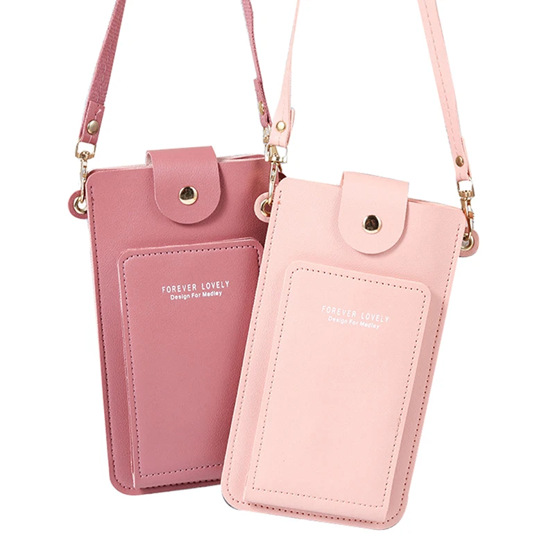 Cellphone Shoulder Bag Women PU Leather Crossbody Bag Mobile Phone Bag New Handbag Card Holder Messenger Bag Flap Wallet Pockets