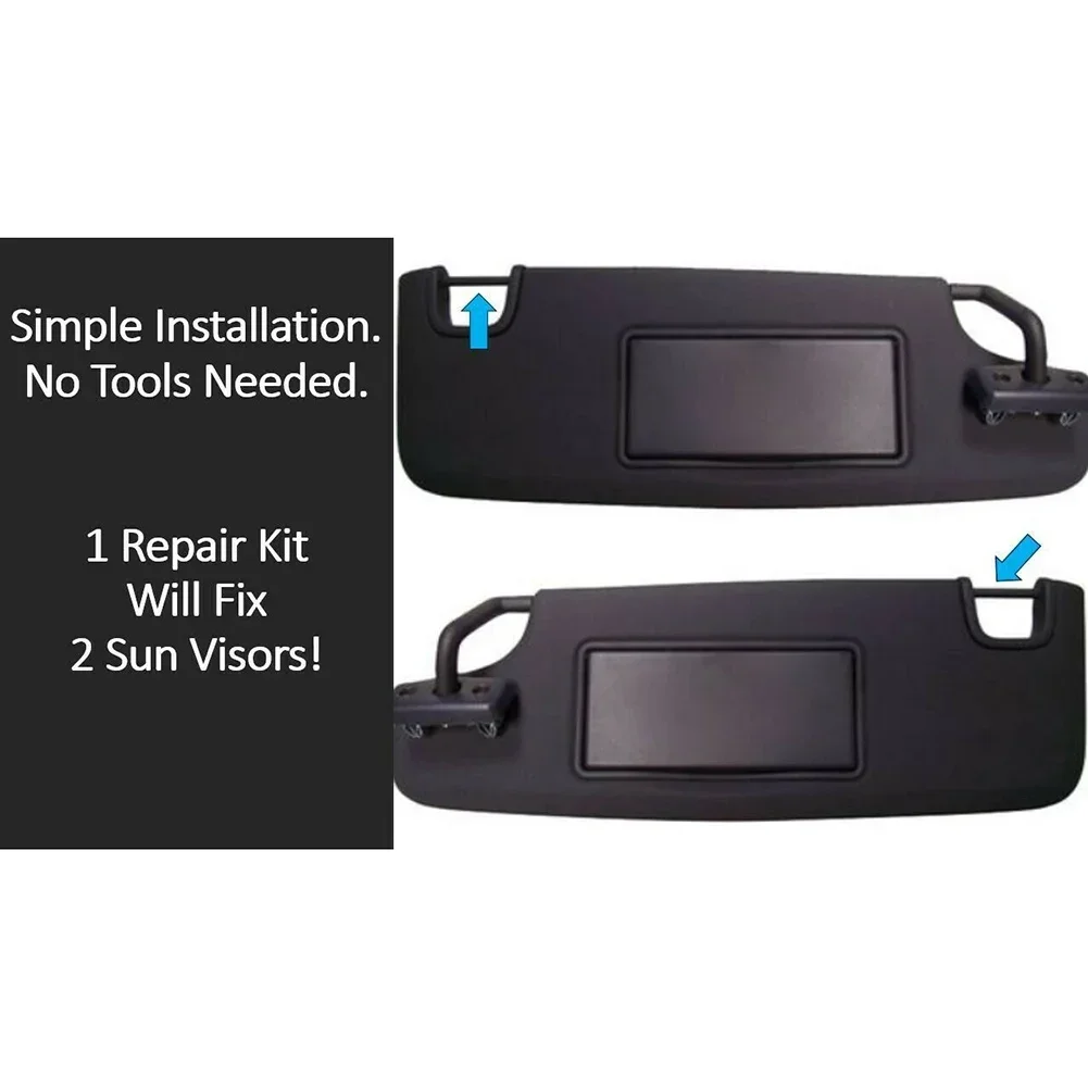 2Pcs Sun Visor Repair Kit Left & Right Side Rubber Sun Visor Repair Kit For Jeep Wrangler JK JKU 2007-2017 Black Interior Parts