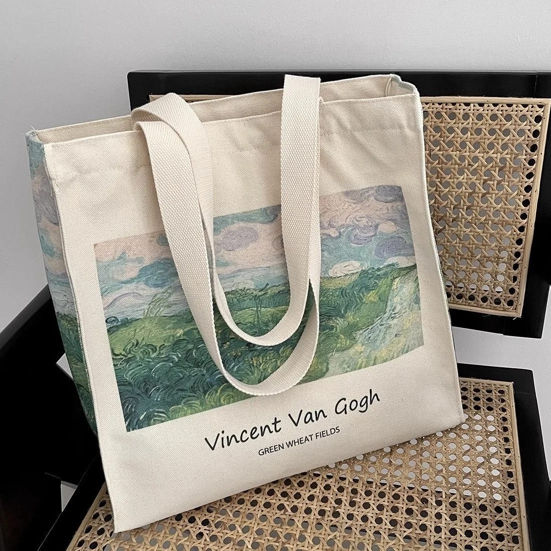 

Women Canvas Shoulder Bag Van Gogh Oil Painting Ladies Casual Handbag Tote Bag High Quality Cotton Reusable Shopping Beach Bag