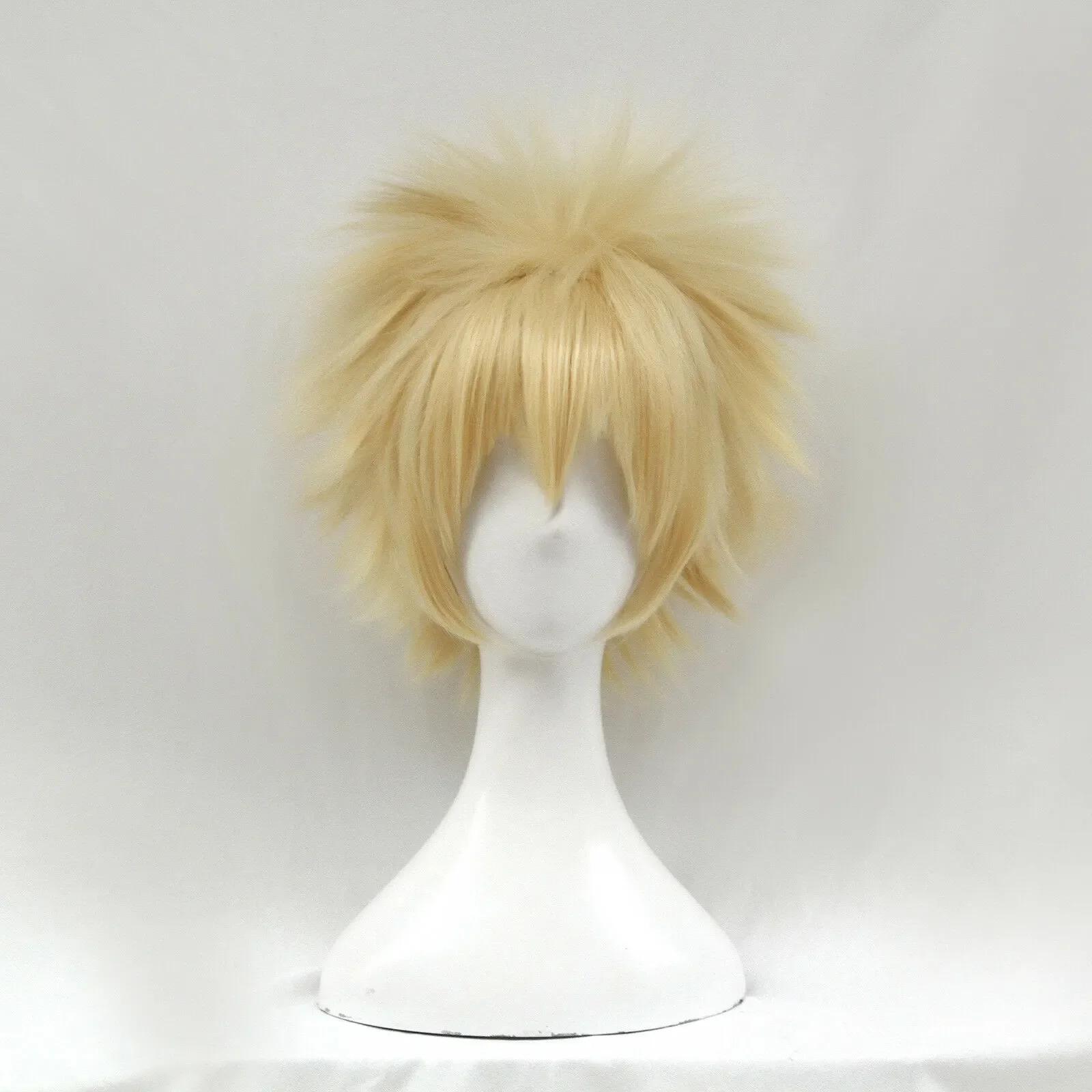 Gratis pengiriman Bakugou Katsuki My Hero Academia Baku no Hero pendek pirang berbulu Cosplay Wig