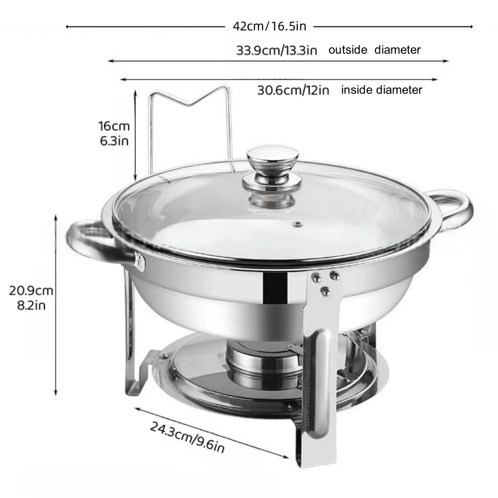 Round Chafing Dishes,Silver/Gold,Food Temperature Preservation Cooking Utensil