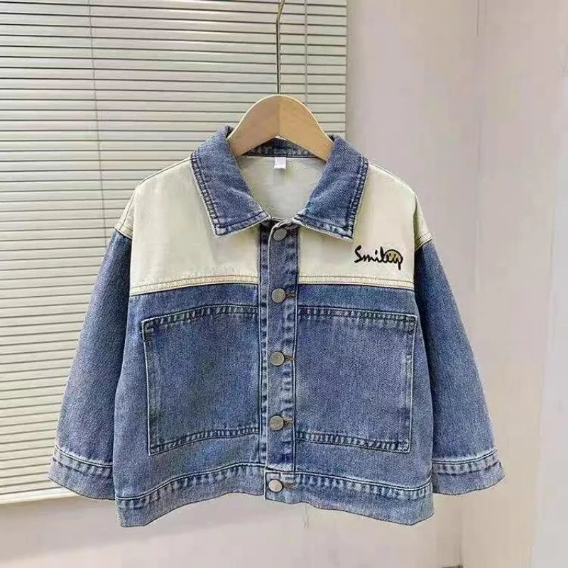 

Children's Spring Coat Boy's Denim Jacket 2024 Autumn New Clothing Baby Fashion Casual Coat Little Boy's Outerwear Coat 2-7