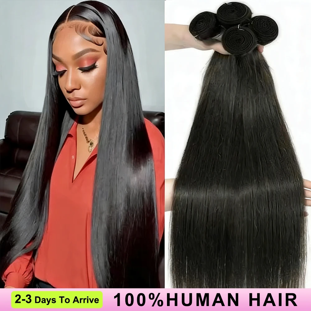 30 40 Polegada pacotes retos 100% cabelo humano cabelo virgem brasileiro cor natural 3 4 pçs pacotes de cabelo cru extensões para mulher