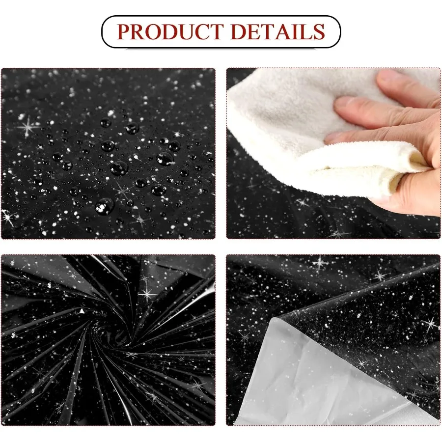 3 قطعة مفرش المائدة الأسود اللامع 54x108 مفرش طاولة لامع للنساء الترتر سباركلي البلاستيك مقاوم للماء المتاح لستار غال
