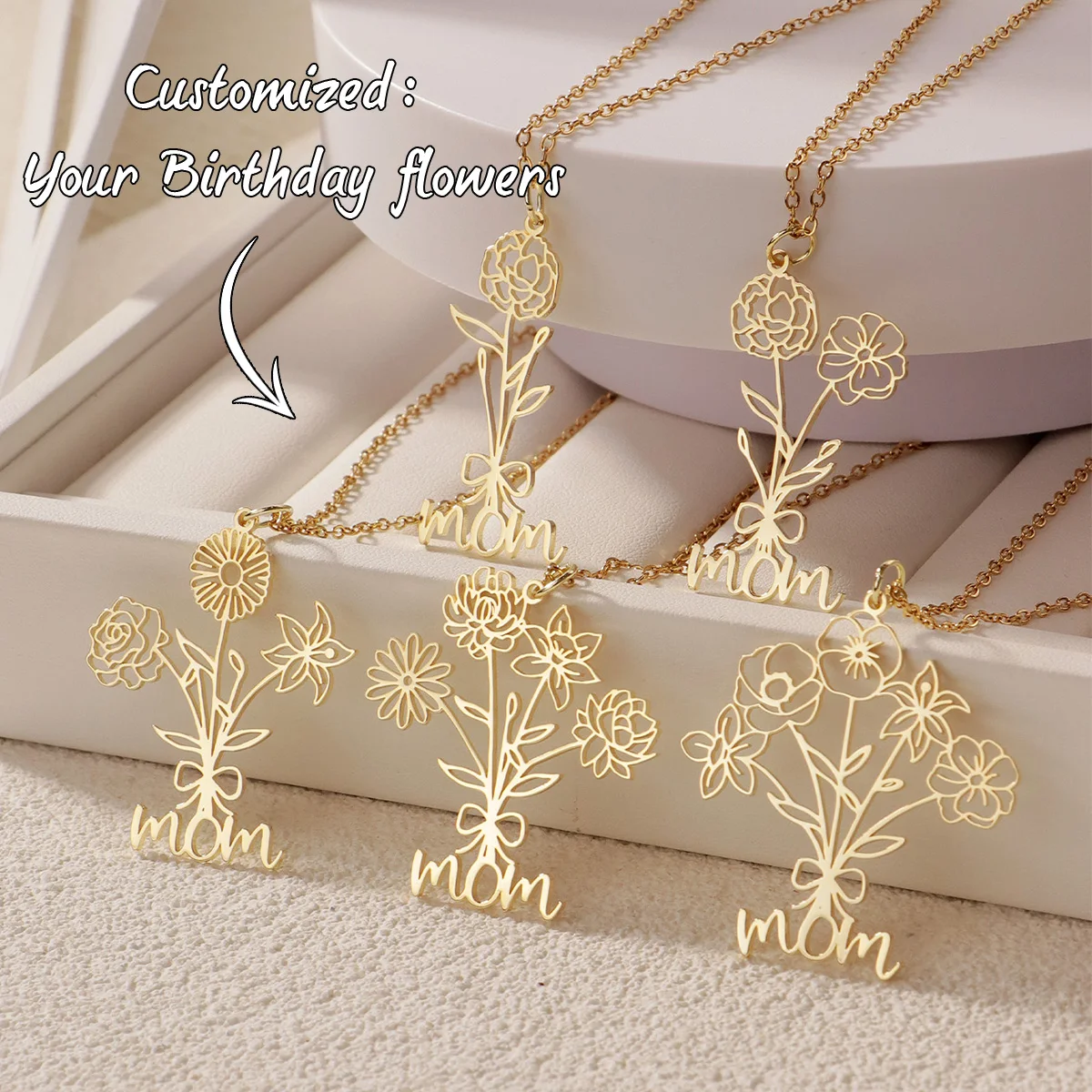 

Beautiful and exquisite floral necklace, mother bouquet necklace, Perfect Mother's Day Gift