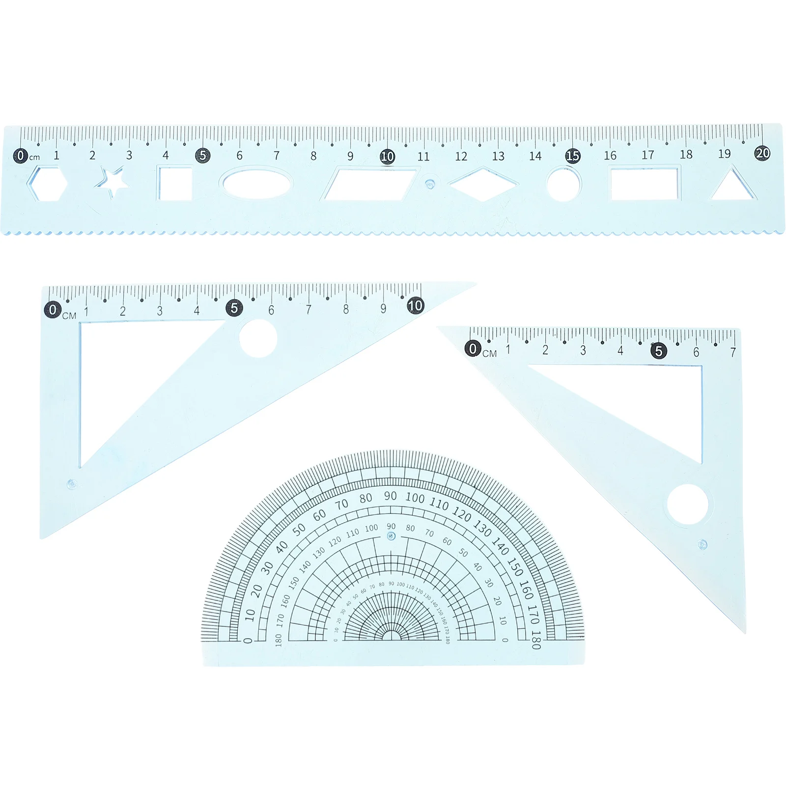 3 Sets 20cm Pink Large Size Drafting Ruler Protractor Geometry Set Multi-functional Rulers Measuring Tool Student Drawing Aid