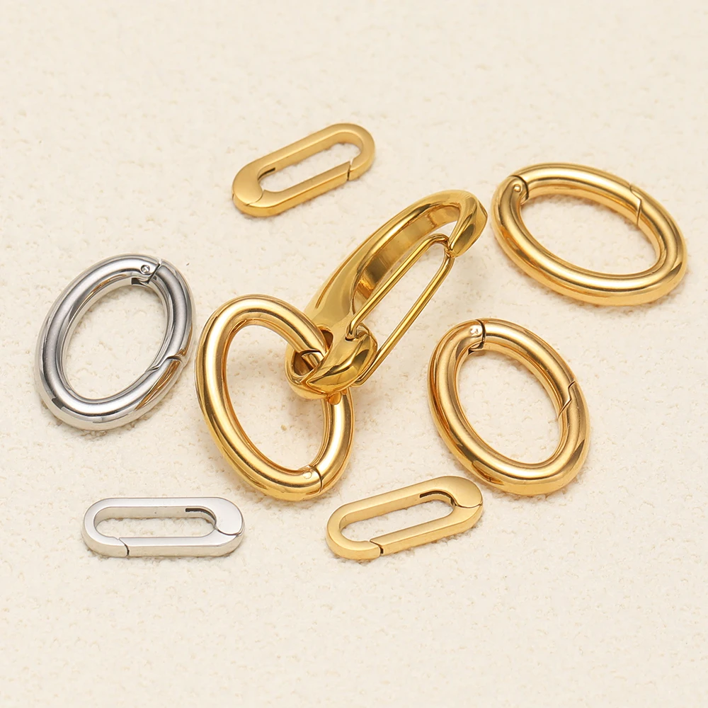 2 Stück Edelstahl-Oval-Karabinerhaken für DIY-Schmuckherstellung, Halskettenverbinder, Hundekettenzubehör, Armband-Karabiner – Detail 4