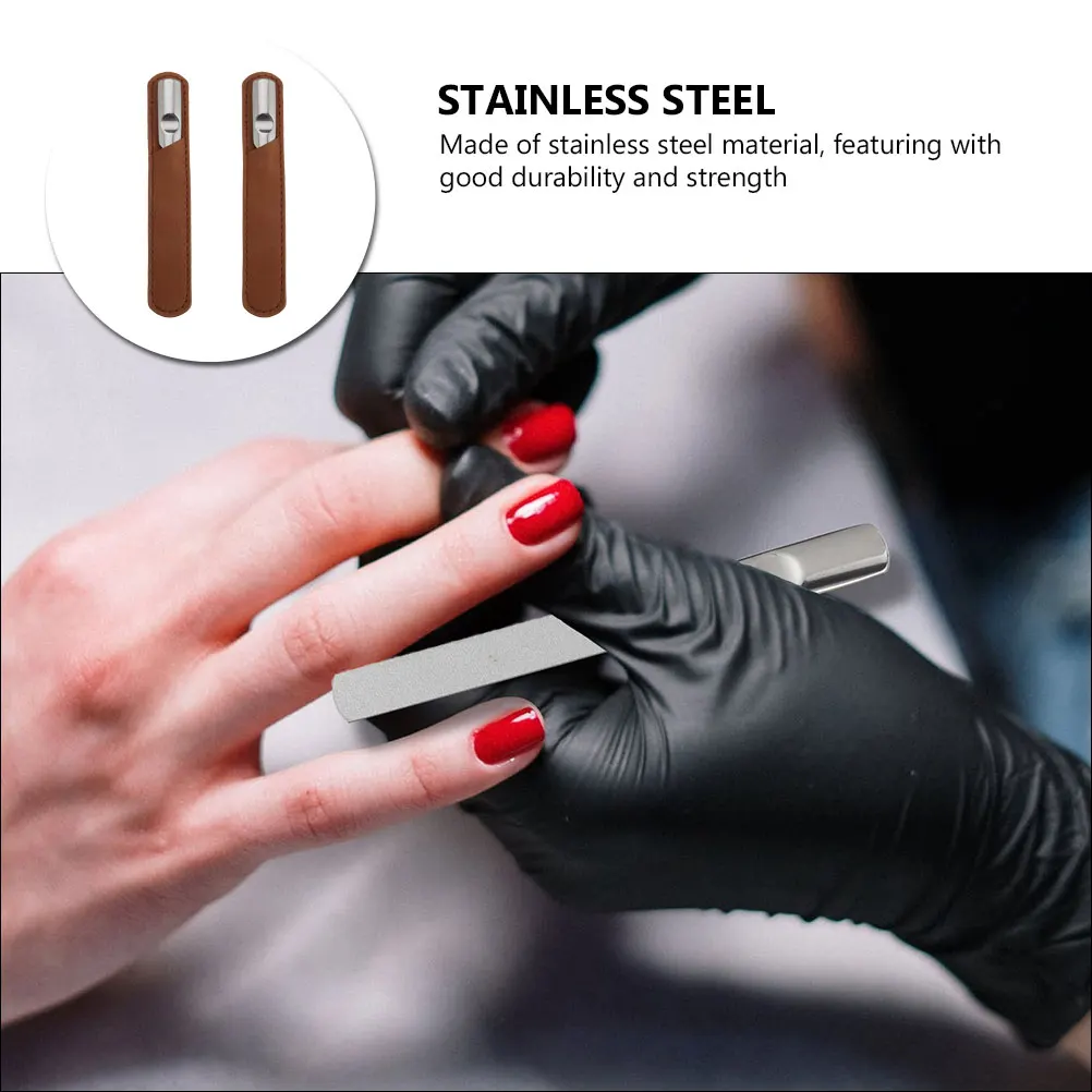 

2set Stainless Steel Files Portable Manicure Tools for Home Office Travel Double Sided Nail File Set Durable Long Lasting Nail