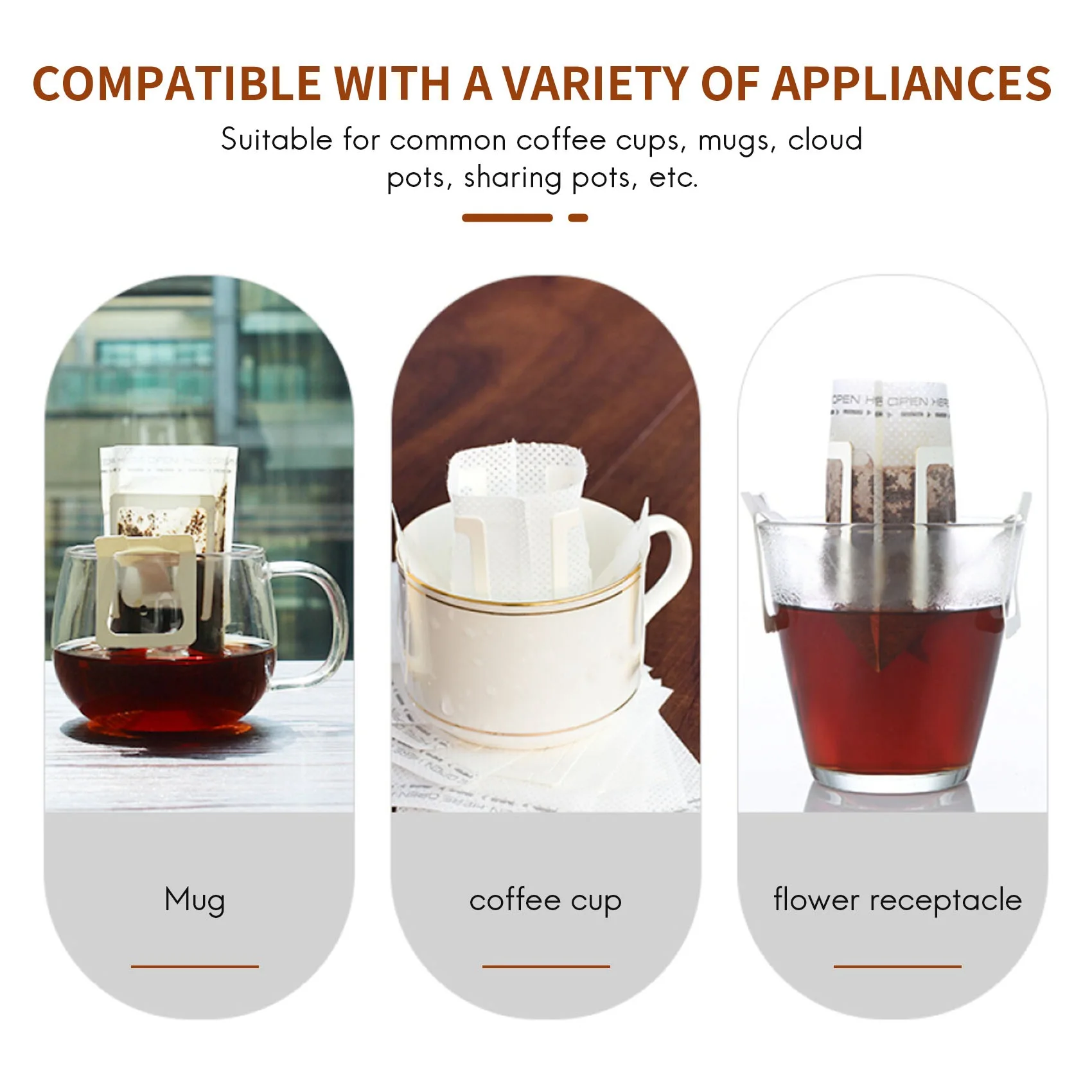AFOURT-100 Set Kombination aus Kaffeefiltertüten und Kraftpapier-Kaffeetüten, tragbares Büro- und Reise-Tropfkaffeefilter-Werkzeugset – Detail 5
