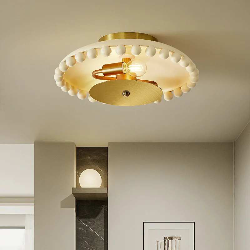 French Luxury Rotundity Ceiling Light Personality Atmoshere Decorative Aisle Balcony Study Bedroom Indoor Cream LED Lamp Fixture