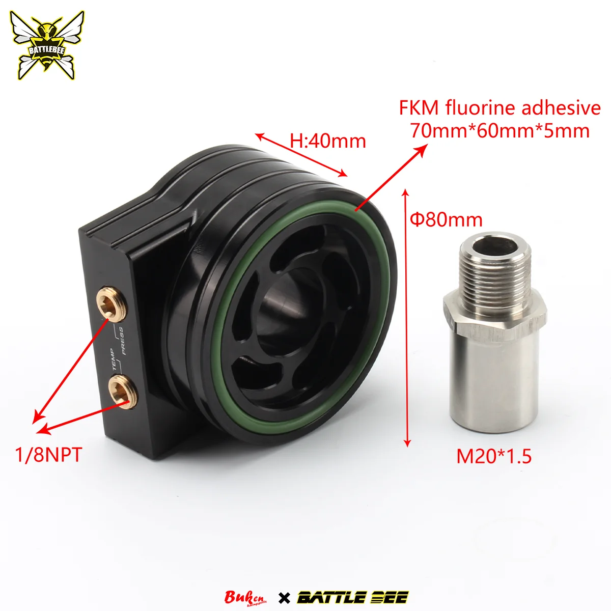 - 80MM M20x1.5 Oil Filter Sandwich Adapter For Toyota GR86 Subaru BRZ FA24 ZD8 ZN8 Temp Pressure Gauge Sensor Plate BB‑UOA‑010