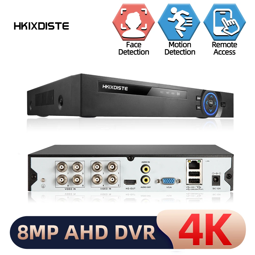 4K Hybrid 6 in1 NVR TVI CVI AHD CCTV DVR 8 Channel Alarm System P2P 8CH DVR Recorder 8MP XMEYE Video Surveillance Recorder 4CH