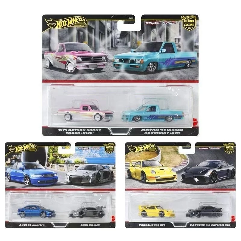 Hot Wheels Hot Wheels รถคู่ชุด Porsche Nissan Audi Rx7 เหล็กด้านล่างยางยางรถวัฒนธรรม Hbl96