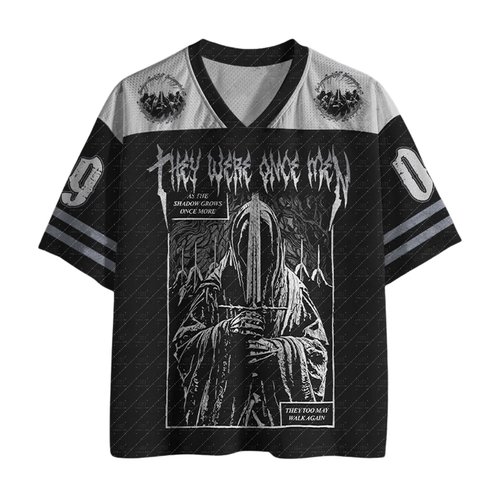 Retro Dark Fantasy Wraith Knight Graphic Short Sleeve Jersey Circular Scene Shoulder Decor Number 09 Cuff Unisex Goth Street Top