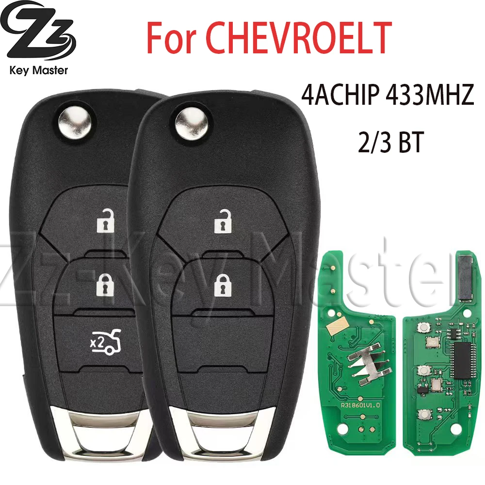 Zz-KeyMaster Store For CHEVROELT Cruz 2015 Trax Sonic Spark 2021 Onix RS Auto Remote Key Control 433.92FSK 4A Chip 2/3 Buttons