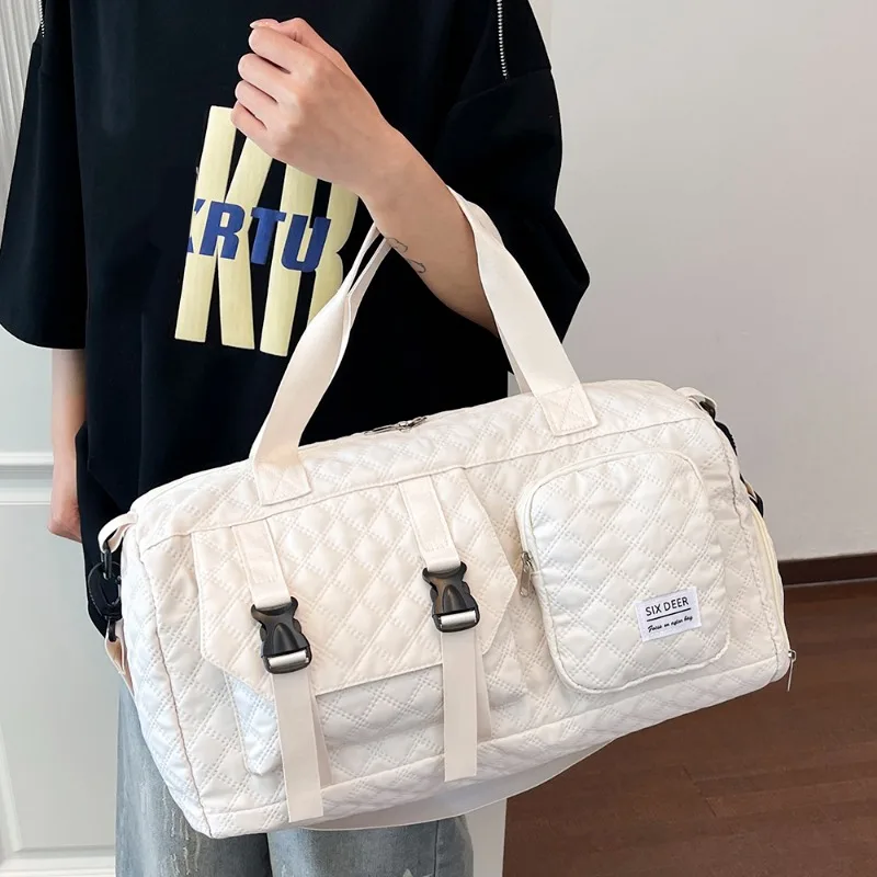 

Large Capacity Quilted Travel Duffle Bag, Casual Sports Fitness Bag, Portable Weekender Overnight Bag