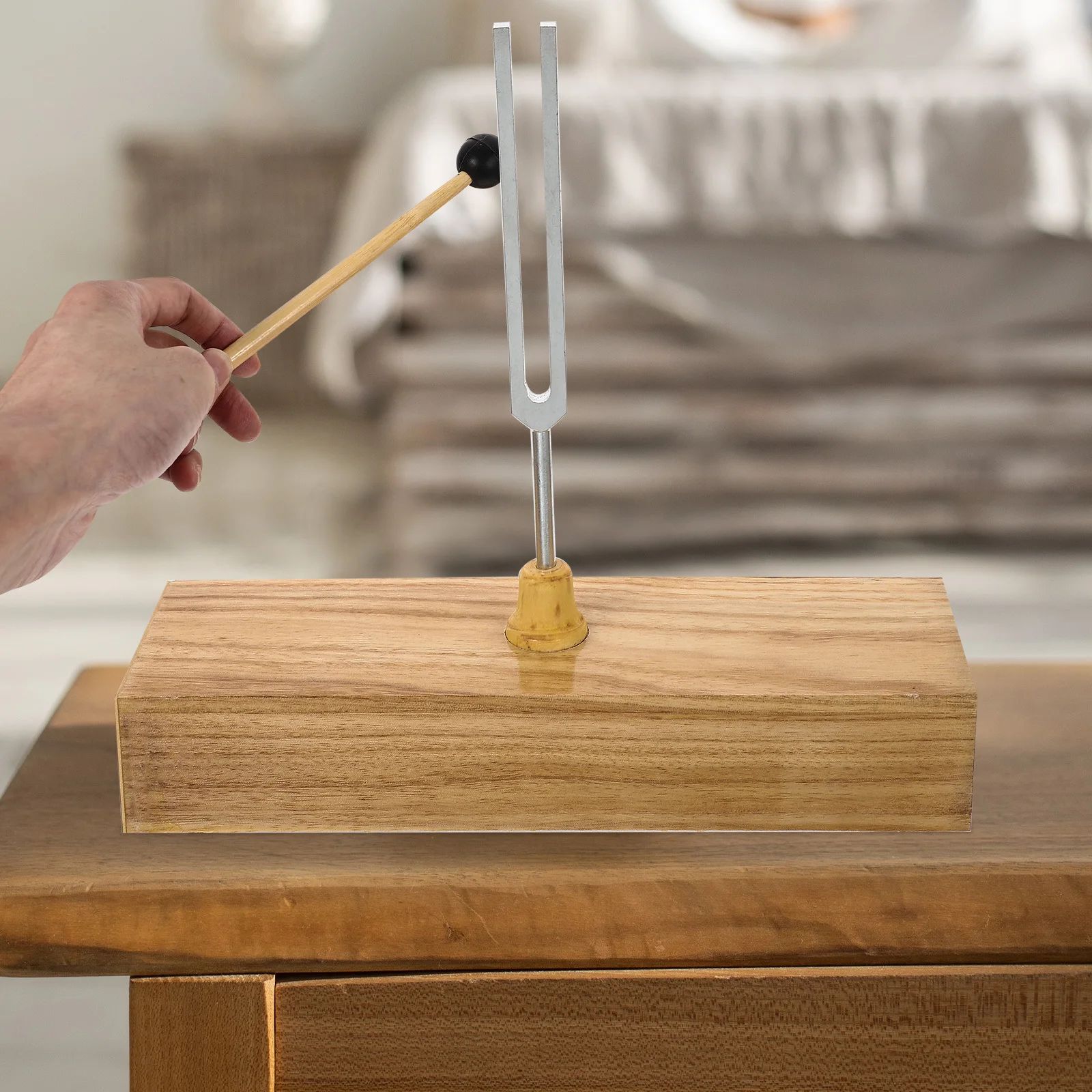 

1 set 1 Set Resonance Tuning Forks Metal Wooden Base Physical Acoustic Experiment Instrument For Teaching Education Lab Use