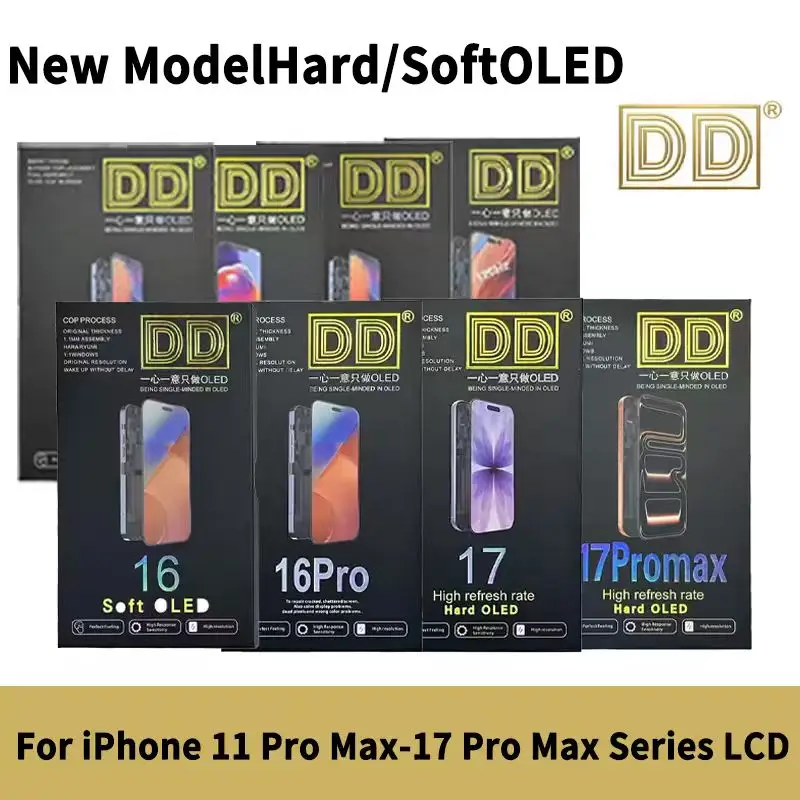 DD Hard Soft OLED Serie für iPhone 12 13 14 15 16 17 Pro Max Plus Mini LCD-Display Touchscreen Ersatzbildschirm
