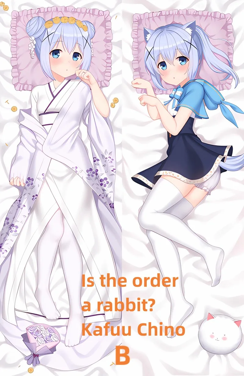 Dakimakura Anime PillowCase Kafuu Chino Double-sided Print Of Life-size Body Pillowcase Gifts Can be Customized