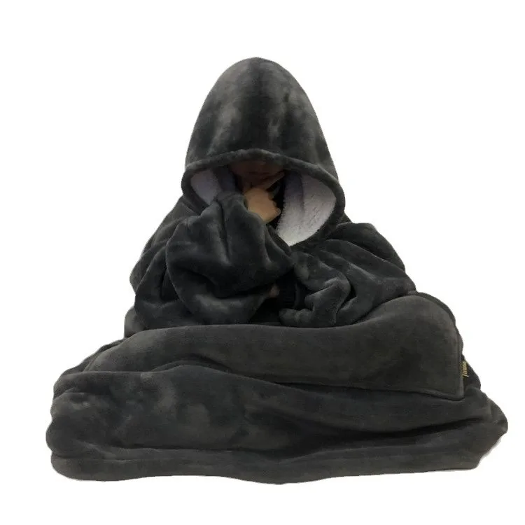 

Can wear lazy blanket flannel pajamas blanket outdoor cold hooded loungewear thickened