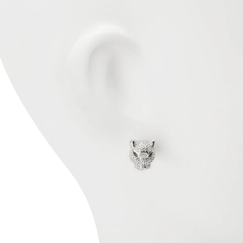 

AB/ Leopard Head Design full of Zircon 925 silver light luxury women's stud earrings.