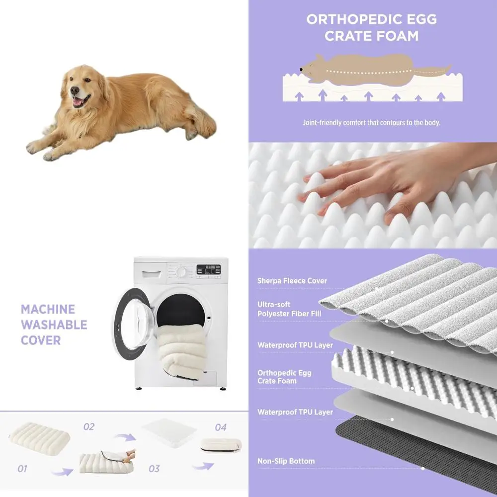 

Extra Large Orthopedic Dog Bed with Removable Cover, Thick Foam Mattress for Indoor Use (44 x 32, Grey)