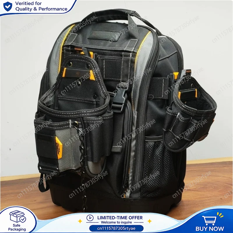 Heavy Duty Tool Backpack Quick Release Buckle Multi Purpose Reinforced Wear Resistant Maintenance Bag for Electrician