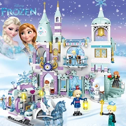 Frozen Princess Luxury Ice Castles Playground House Winter Snow Horse Figures Building Blocks Set Girls Toy for Friends Gift