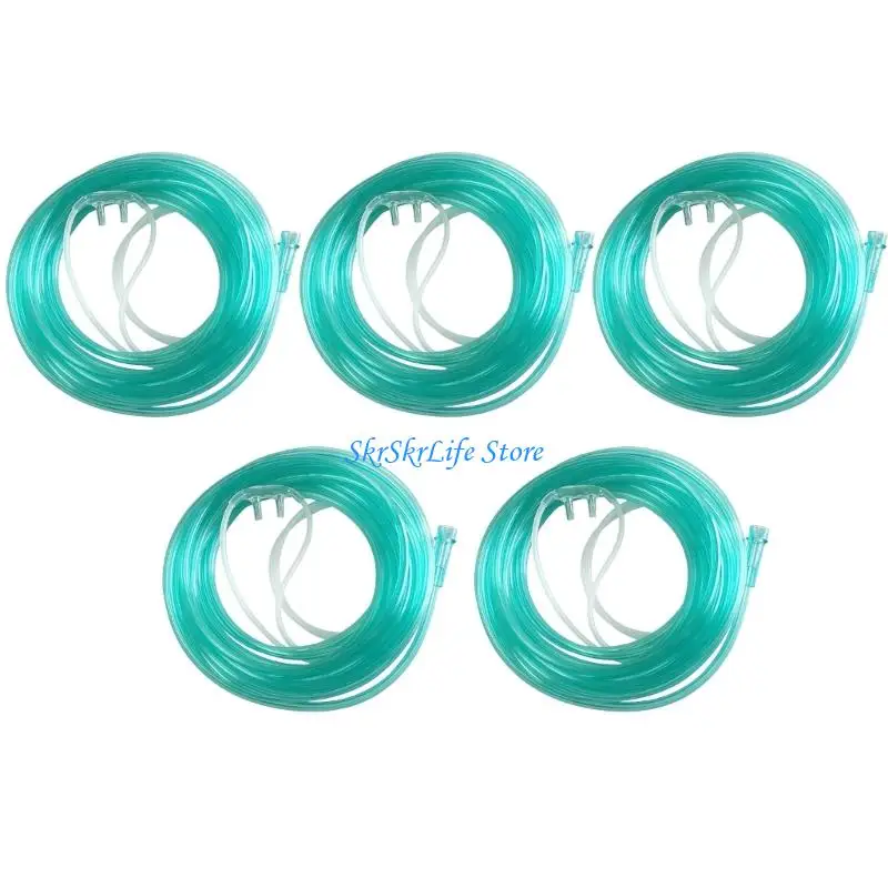 E65E Professional White Green PVC Oxygen Tube 5Meter Long For Home Hospital Use